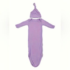 LAVENDER BAMBOO BABY KNOT GOWN & HAT